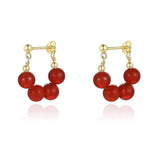 Red Agate Beaded Hoop Earrings gembea jewelry