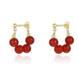 Red Agate Beaded Hoop Earrings gembea jewelry