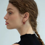 Red Agate Beaded Hoop Earrings gembea jewelry