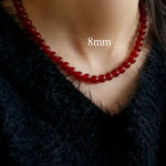Red Agate Beaded Necklaces 4mm/6mm/8mm/10mm/12mm-Gembea Jewelry