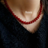 Red Agate Beaded Necklaces 4mm/6mm/8mm/10mm/12mm-Gembea Jewelry