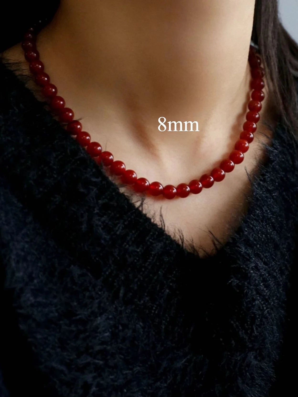 Red Agate Beaded Necklaces 4mm/6mm/8mm/10mm/12mm-Gembea Jewelry