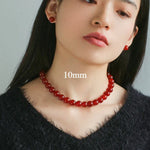 Red Agate Beaded Necklaces 4mm/6mm/8mm/10mm/12mm-Gembea Jewelry