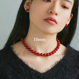 Red Agate Beaded Necklaces 4mm/6mm/8mm/10mm/12mm-Gembea Jewelry