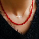 Red Agate Beaded Necklaces 4mm/6mm/8mm/10mm/12mm-Gembea Jewelry