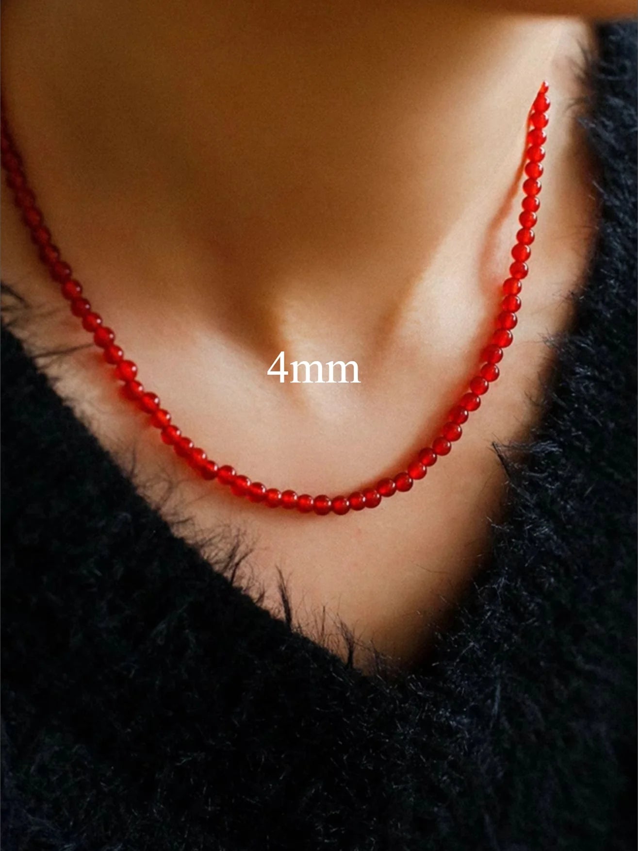 Red Agate Beaded Necklaces 4mm/6mm/8mm/10mm/12mm-Gembea Jewelry