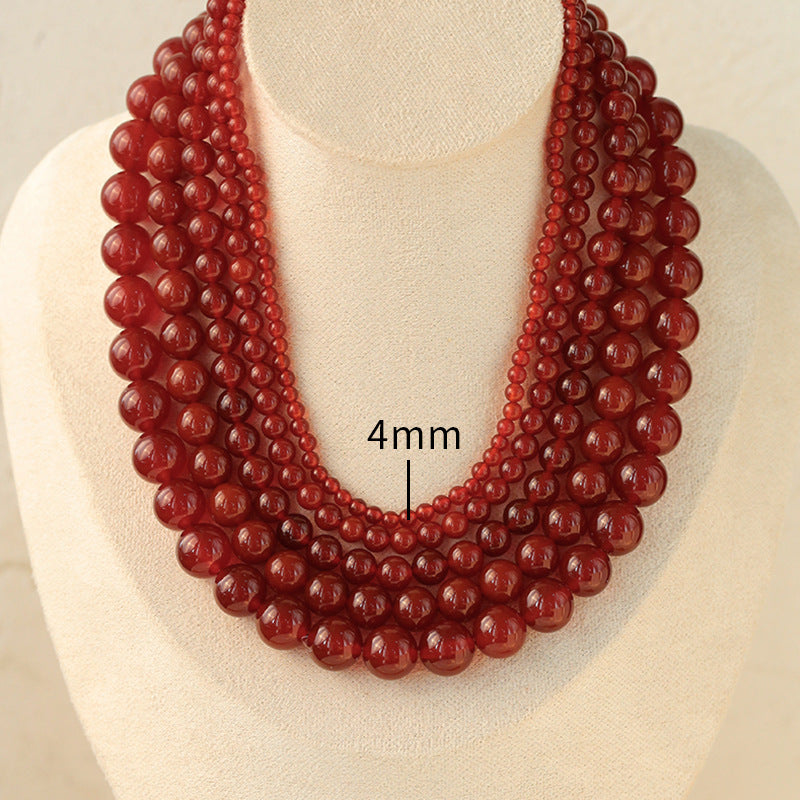 Red Agate Beaded Necklaces 4mm/6mm/8mm/10mm/12mm-Gembea Jewelry