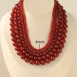 Red Agate Beaded Necklaces 4mm/6mm/8mm/10mm/12mm-Gembea Jewelry
