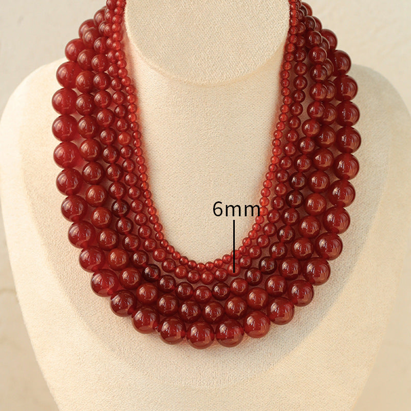 Red Agate Beaded Necklaces 4mm/6mm/8mm/10mm/12mm-Gembea Jewelry