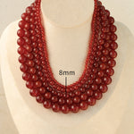 Red Agate Beaded Necklaces 4mm/6mm/8mm/10mm/12mm-Gembea Jewelry
