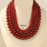 Red Agate Beaded Necklaces 4mm/6mm/8mm/10mm/12mm-Gembea Jewelry