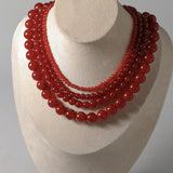 Red Agate Beaded Necklaces 4mm/6mm/8mm/10mm/12mm-Gembea Jewelry