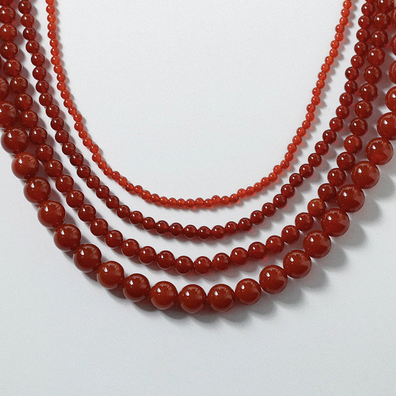 Red Agate Beaded Necklaces 4mm/6mm/8mm/10mm/12mm-Gembea Jewelry