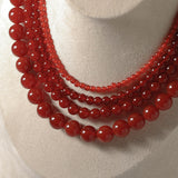 Red Agate Beaded Necklaces 4mm/6mm/8mm/10mm/12mm-Gembea Jewelry