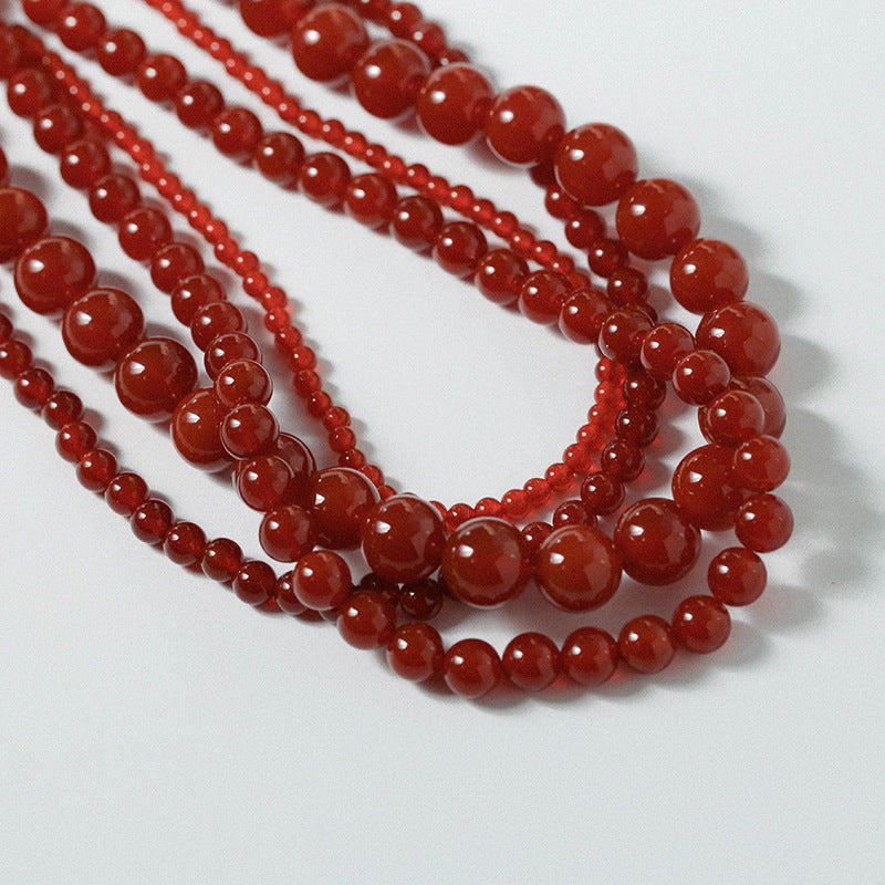 Red Agate Beaded Necklaces 4mm/6mm/8mm/10mm/12mm-Gembea Jewelry