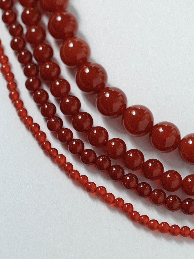Red Agate Beaded Necklaces 4mm/6mm/8mm/10mm/12mm-Gembea Jewelry