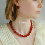 Red Agate Beaded Necklaces 4mm/6mm/8mm/10mm/12mm-Gembea Jewelry