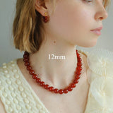 Red Agate Beaded Necklaces 4mm/6mm/8mm/10mm/12mm-Gembea Jewelry