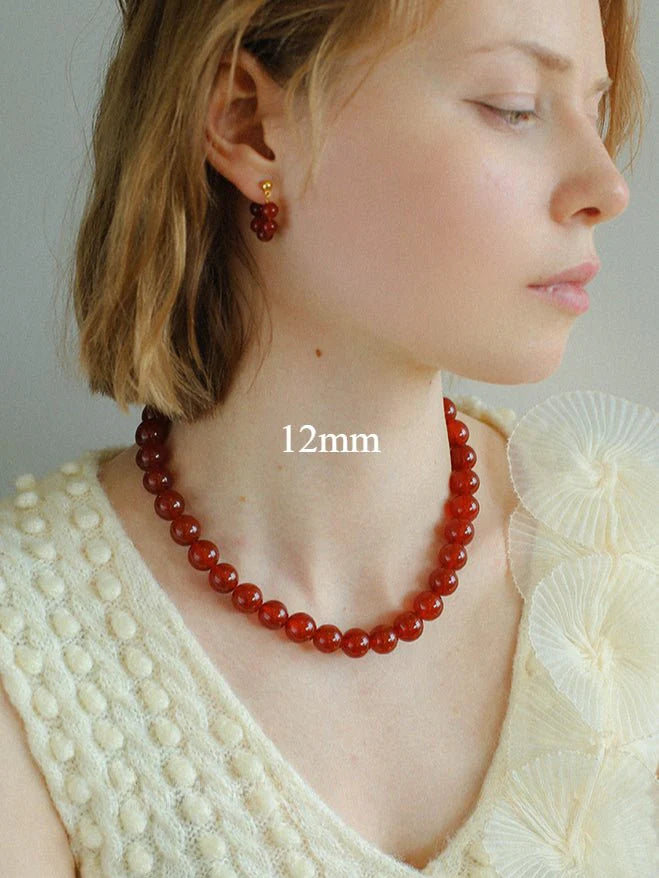 Red Agate Beaded Necklaces 4mm/6mm/8mm/10mm/12mm-Gembea Jewelry