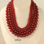 Red Agate Beaded Necklaces 4mm/6mm/8mm/10mm/12mm-Gembea Jewelry