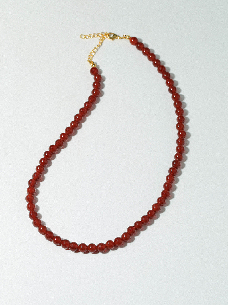 Red Agate Beaded Necklaces 4mm/6mm/8mm/10mm/12mm-Gembea Jewelry