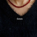 Red Agate Beaded Necklaces 4mm/6mm/8mm/10mm/12mm-Gembea Jewelry