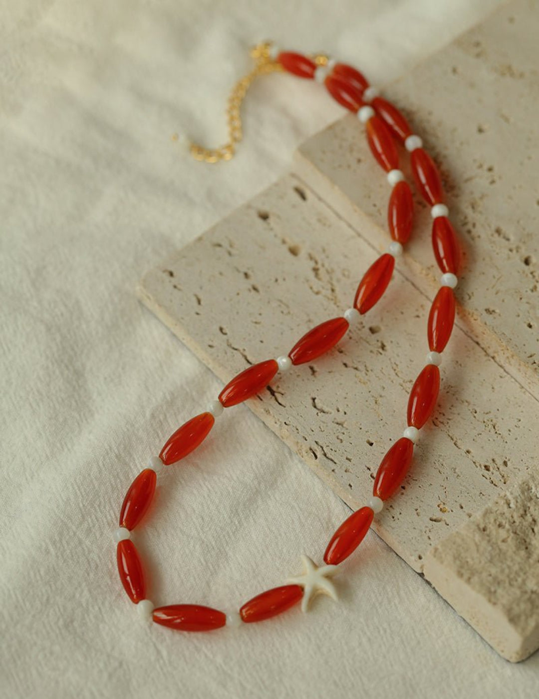 Red Agate Starfish Beaded Necklace GEMBEA JEWELRY