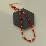 Red Agate Starfish Beaded Necklace GEMBEA JEWELRY