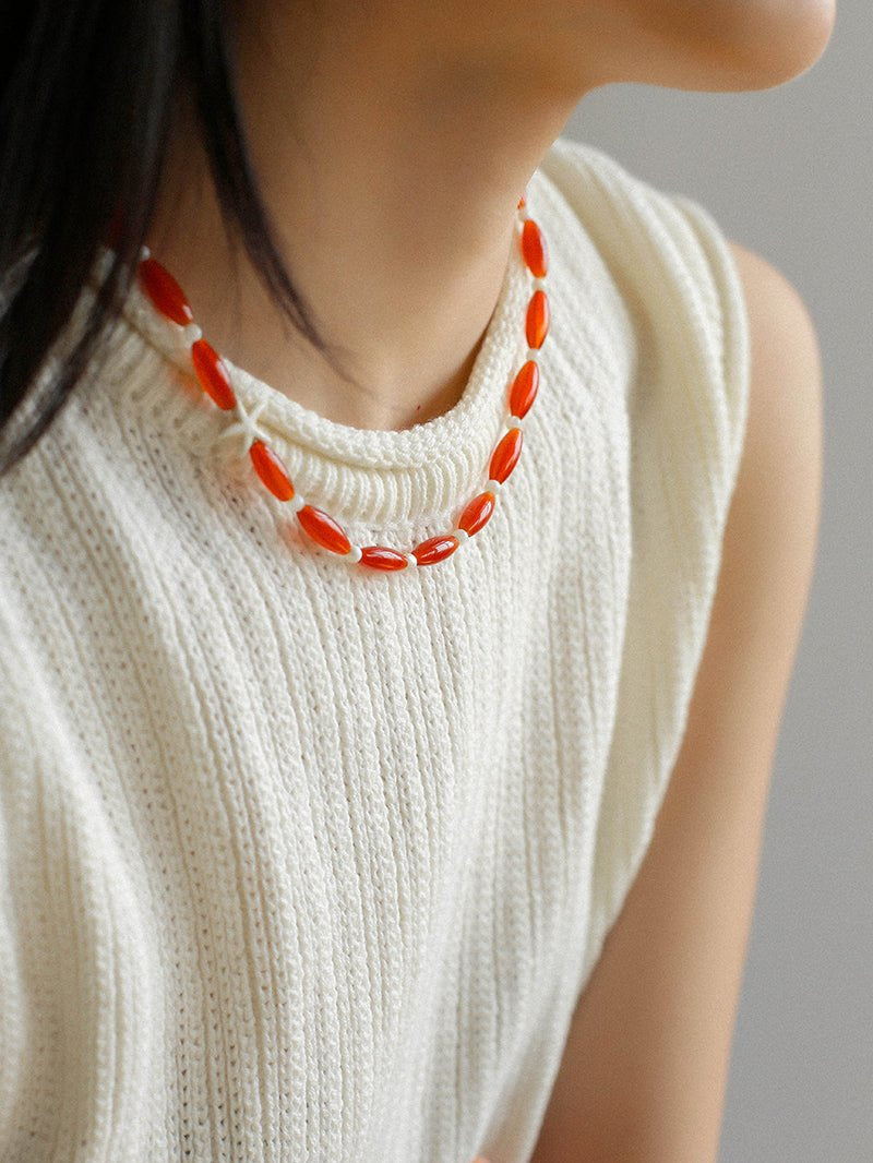 Red Agate Starfish Beaded Necklace GEMBEA JEWELRY