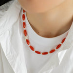 Red Agate Starfish Beaded Necklace GEMBEA JEWELRY