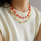 Red Agate Starfish Beaded Necklace GEMBEA JEWELRY