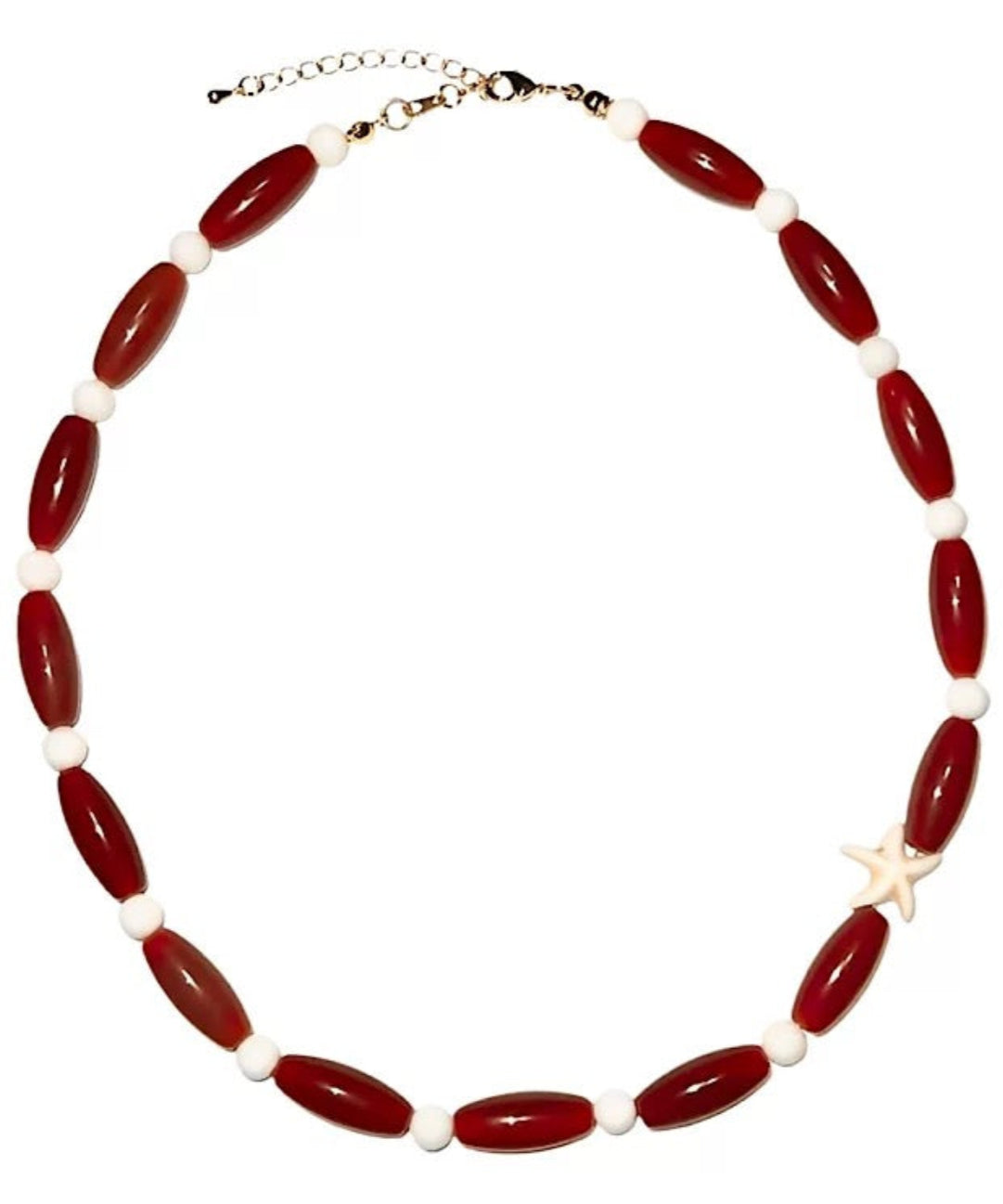 Red Agate Starfish Beaded Necklace gembea jewelry