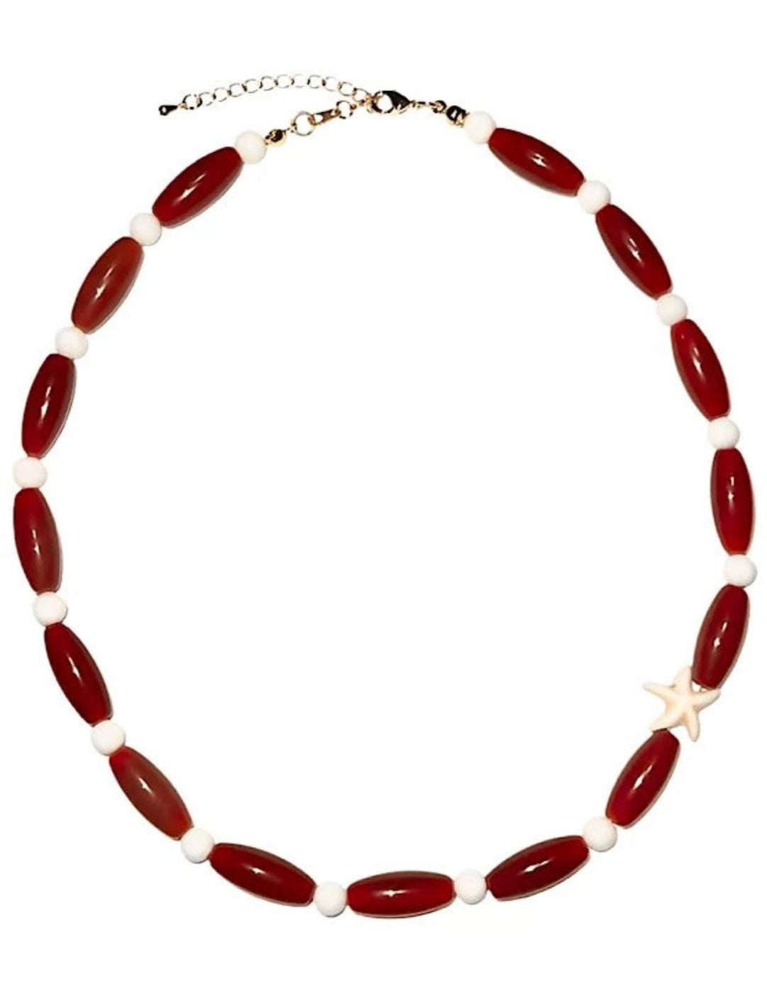Red Agate Starfish Beaded Necklace gembea jewelry