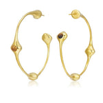 Red Agate Tiger Eye Stone Metal Hoop Earrings gembea jewelry