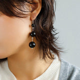 Red and Black Agate S925 Silver Hook Earrings - Gembea Jewelry