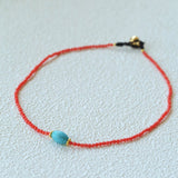 Red Gemstone Beads Turquoise Collar Necklace gembea jewelry