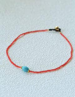 Red Gemstone Beads Turquoise Collar Necklace gembea jewelry