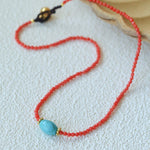 Red Gemstone Beads Turquoise Collar Necklace gembea jewelry