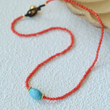 Red Gemstone Beads Turquoise Collar Necklace gembea jewelry