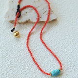 Red Gemstone Beads Turquoise Collar Necklace gembea jewelry