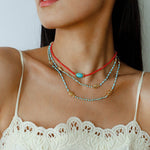 Red Gemstone Beads Turquoise Collar Necklace gembea jewelry