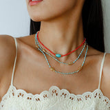 Red Gemstone Beads Turquoise Collar Necklace gembea jewelry