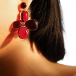 Red and Green Glazed Lilac Earrings - Gembea Jewelry