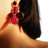 Red and Green Glazed Lilac Earrings - Gembea Jewelry