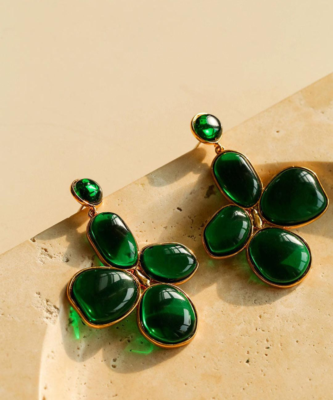 Red and Green Glazed Lilac Earrings - Gembea Jewelry