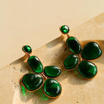 Red and Green Glazed Lilac Earrings - Gembea Jewelry