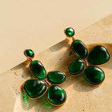 Red and Green Glazed Lilac Earrings - Gembea Jewelry