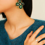 Red and Green Glazed Lilac Earrings - Gembea Jewelry