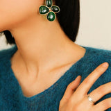 Red and Green Glazed Lilac Earrings - Gembea Jewelry