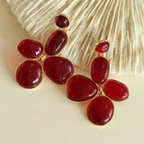 Red and Green Glazed Lilac Earrings - Gembea Jewelry
